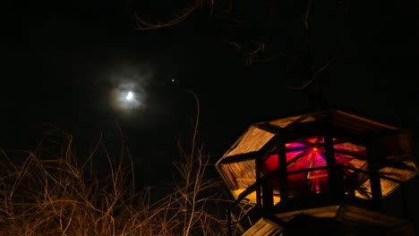 Red-light-burning-in-Tower-during-half-moonlight-at-the-Mittelalterlicher-Lichter-Weihnachtsmarkt-Dortmund