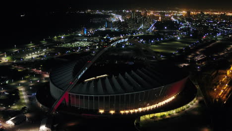 Disparo-De-Drones-En-La-Noche-Del-Estadio-Moses-Mabhida-Durante-La-Copa-Mundial-De-Fútbol-201-En-Sudáfrica