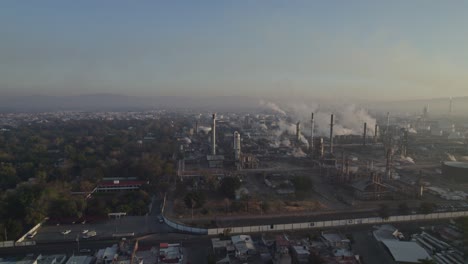 Drone-view-in-the-morning-of-the-polluted-city