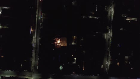 Aerial-view-of-colorful-fireworks-in-new-year-celebration