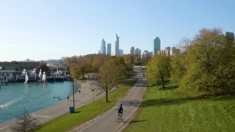 Aerial-View-of-People-Exercising-on-the-Lakefront-Trail-in-Downtown-Chicago