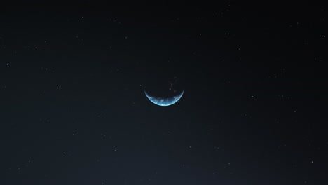 La-Sombra-Reveló-El-Planeta-Tierra,-El-Cielo-Nocturno-Estrellado.