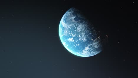 Rotierende-Erde-Im-Weltraum-Mit-Dunklem-Sternenhimmel-Im-Universum