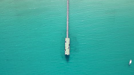 Aerial-top-down-view-of-Harbour-port-pier-or-Wharf,-quay
