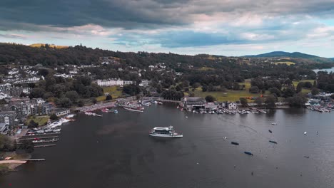 Aerial-drone-footage-of-the-town-of-Bowness-in-the-Lake-District