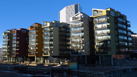 Modern-apartment-buildings-in-Gamlestaden,-Gothenburg