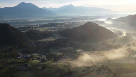 Rotating-epic-drone-shot-of-the-Karawanks-mountain-range-in-Slovenia