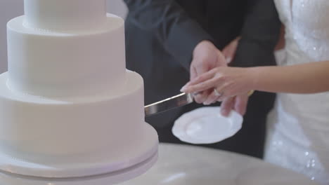 Bride-and-Groom-cutting-the-wedding-cake-together