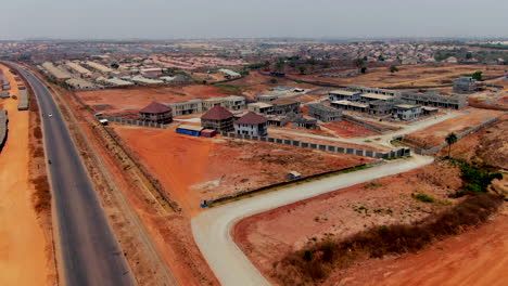 Construction-site-in-Nigeria-to-build-a-housing-complex-or-mini-estate-for-family-living-in-a-gated-community---aerial-flyover