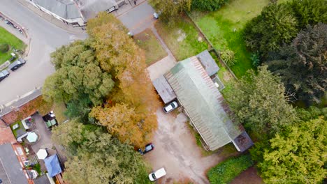 Aerial:-residential-community-area-with-street-at-Suffolk,-England---drone-shot