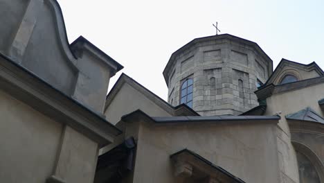Tower-of-Armenian-Cathedral-in-Lviv---low-angle-shot