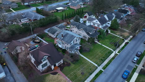 Aerial-of-homes-in-USA-at-night
