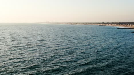 4K-Drone-Ft-Huntington-Beach-Coast-During-Sunset