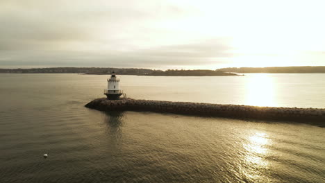 Gorgeous-drone-shot-of-the-Spring-Point-Ledge-Lighthouse-in-Maine