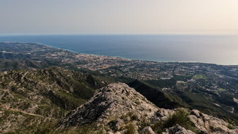 4k-View-over-Marbella-city-from-the-mouintain-lookout-point-at-La-Concha,-Marbella,-Spain