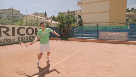 Tennis-player-hit-ball-with-powerful-strike,-super-slow-motion