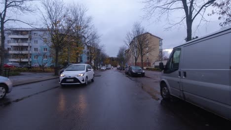 POV-shot-driving-through-the-quiet-streets-of-Helsinki