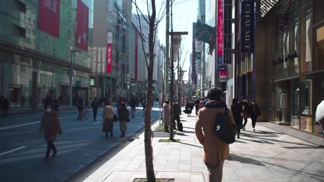 Street-Shots-of-Ginza-district-in-Tokyo-on-a-car-free-weekend,-Tokyo