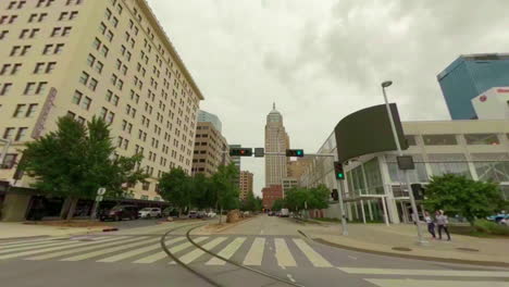 Entering-the-downtown-of-Oklahoma-city-in-a-cabriolet-in-a-hot-summer-day