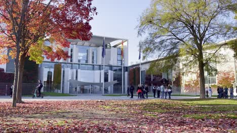 People-in-Front-of-Government-Building-in-Berlin-on-Sunny-Autumn-Day