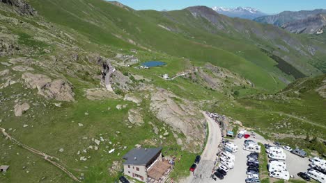 Tour-de-France-Climbing-Classification-Etappe-Col-de-la-Croix-de-Fer-in-French-Alps---Aerial-Dolly-Forward