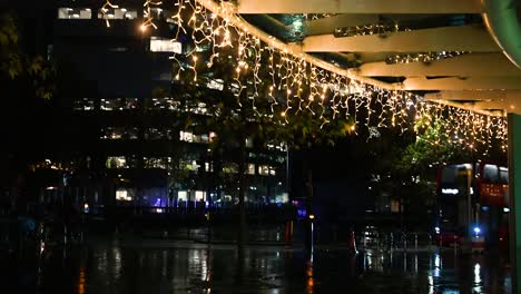 Christmas-Lights-from-the-Universal-College-London-Hospital,-London,-United-Kingdom