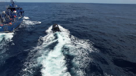 Fantastic-aerial-shot-of-a-national-police-boat-together-with-a-police-patrol-boat