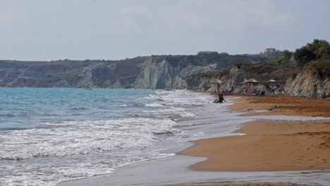 Rugged-Cliffs-And-Brown-Fine-Sand-At-The-Remote-Beach-Of-Megas-Lakkos-In-Greece