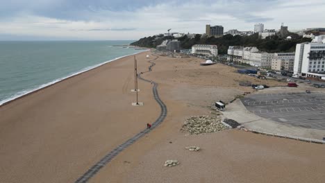 Folkestone-beach-boardwalk-Kent-UK-Aerial-4k-footage