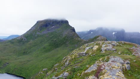 Flying-Over-Rocks-On-Segla-Mountain-Tops-At-Senja-Island-In-Norway