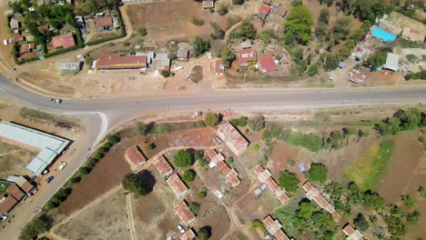 Aerial-of-road-running-through-African-countryside