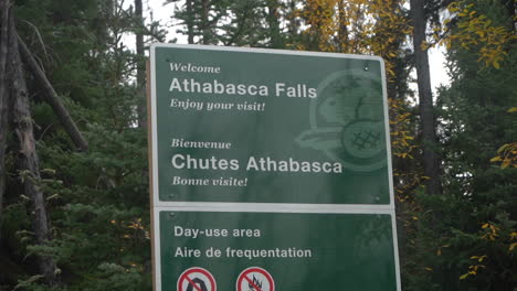 Athabasca-Falls,-Welcome-Road-Sign
