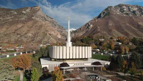 El-Templo-De-Provo---Famoso-Monumento-De-La-Religión-Mormona-Lds,-Antena