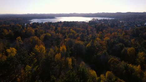 Herbstfarben-Im-Kontrast-Von-Black-Lake-In-Der-Nähe-Des-State-Parks-In-Muskegon
