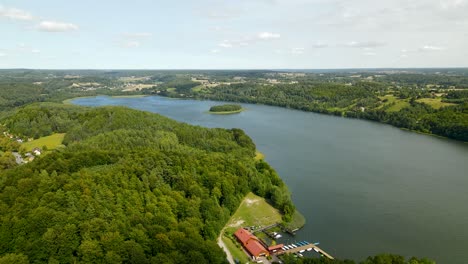 Panorama-Of-Lush-Green-Forest-And-Radun-Lake-In-Borucino-Village-In-Northern-Poland
