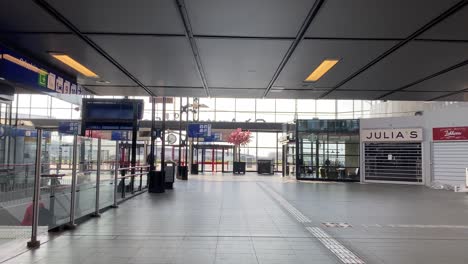 Still-indoor-shot-of-Sloterdijk-station-almost-empty-due-to-Coronavirus-pandemic-in-the-Netherlands