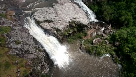 Aerial-view-of-a-big-waterfall-in-the-jungle-of-Uruguay