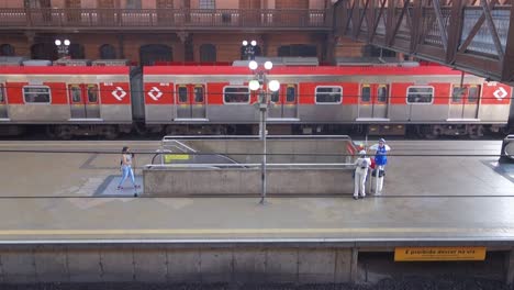 Dos-Trenes-Paralelos-Salen-De-La-Plataforma-En-La-Estación-De-Luz-En-La-Ciudad-De-Sao-Paulo