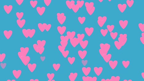 Bunte-Magentarote-Rosa-Herzform-Liebe-Symbol-Cartoon-Animation-Auf-Blauem-Hintergrund