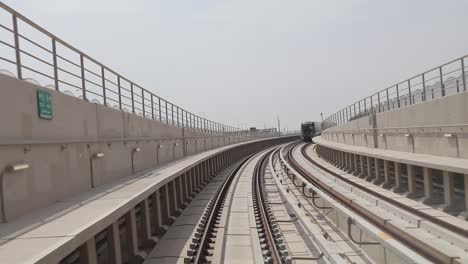 View-of-Metro-train-passing-a-curve-railways-track