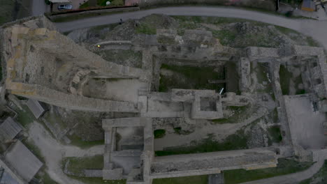 Overhead-aerial-view-of-the-ruins-of-the-medieval-castle-Okoř,Czechia