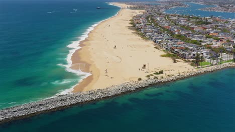 Aerial-view-of-the-Wedge-and-Newport-Beach,-California