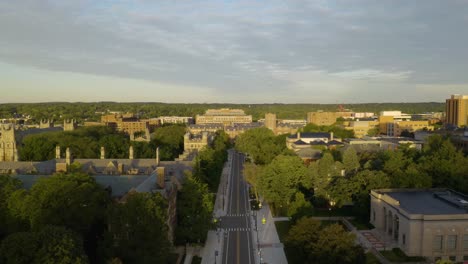 University-of-Michigan,-Beautiful-Aerial-View.-Pedestal-Up