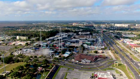 Aerial-flying-towards-Old-Town-Kissimmee-during-day,-Florida