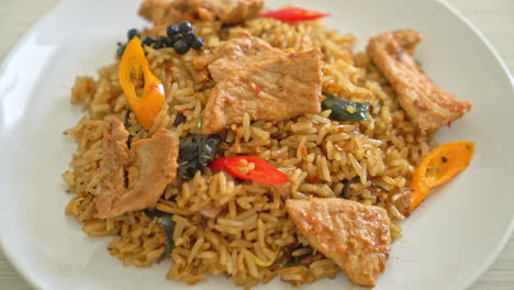 pork-fried-rice-with-herbs---Asian-food-style