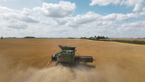 Combine-harvester-harvesting-golden-wheat-in-a-large-agricultural-field-in-the-countryside