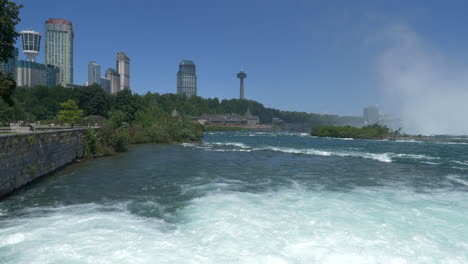 Niagara-river-landscape-with-city-in-background-in-sunny-day