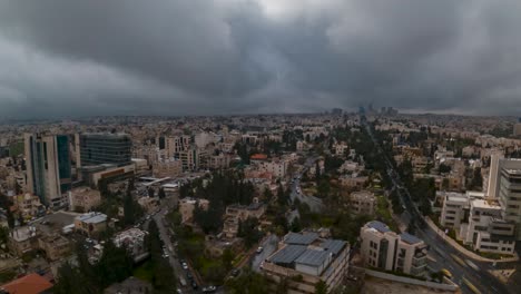 Amman,-Jordan-on-a-wet,-rainy-day---time-lapse-from-a-hotel-window