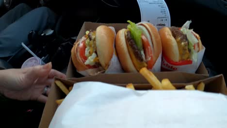 Comida-Rapida,-Hamburguesas,-Papas-Fritas,-Drive-Thru-Pick-Up