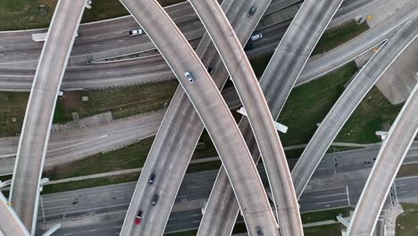 Top-down-aerial-of-highway-intersection-overpass-interstate-freeway